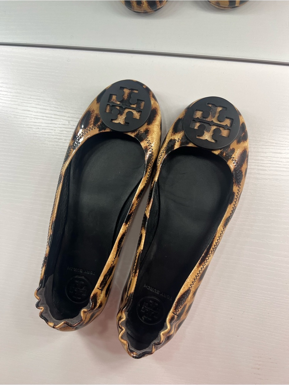 Tory Burch Leopard Print Reva Flats - Brown/Black Size 6